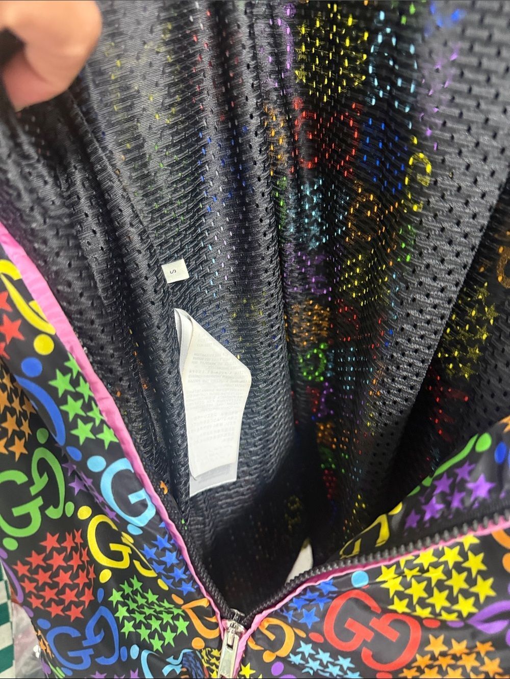 AUTHENTICâGucci Multicolor GG Hooded Windbreaker Pink Trim - Zip Up - Size Small - Picture 4 of 6
